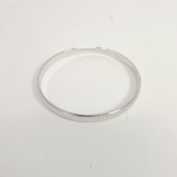 Vintage Crown Trifair Silver Tone Bangle Bracelet, Skinny Stacking, Retro Estate - Picture 2 of 8